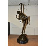 A BOXED REPRODUCTION ART DECO STYLE BRONZE OF A SCANTILY CLAD FEMALE ARCHER, (Diana), bears pseudo