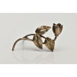 A JOHN LAURITZEN DANISH SILVER BROOCH, in the form of a rose, stamped 'John L 830S Denmark',