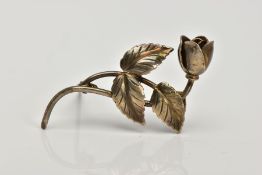 A JOHN LAURITZEN DANISH SILVER BROOCH, in the form of a rose, stamped 'John L 830S Denmark',