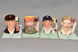 FOUR ROYAL DOULTON LIMITED EDITION CRICKETING THEME CHARACTER JUGS, comprising Jack Hobbs D7131 No