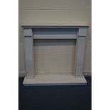 A WHITE MARBLE FIRE SURROUND, max width 137cm x depth 38cm x height 124cm, aperture size, width 91cm