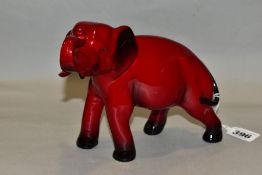 A ROYAL DOULTON FLAMBE ELEPHANT IN SALUTE, HN891A, printed marks, height 14cm (Condition:- one trunk