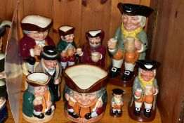 NINE ROYAL DOULTON TOBY JUGS, comprising Best Is Not Too Good D6107, Falstaff D6063, three Happy