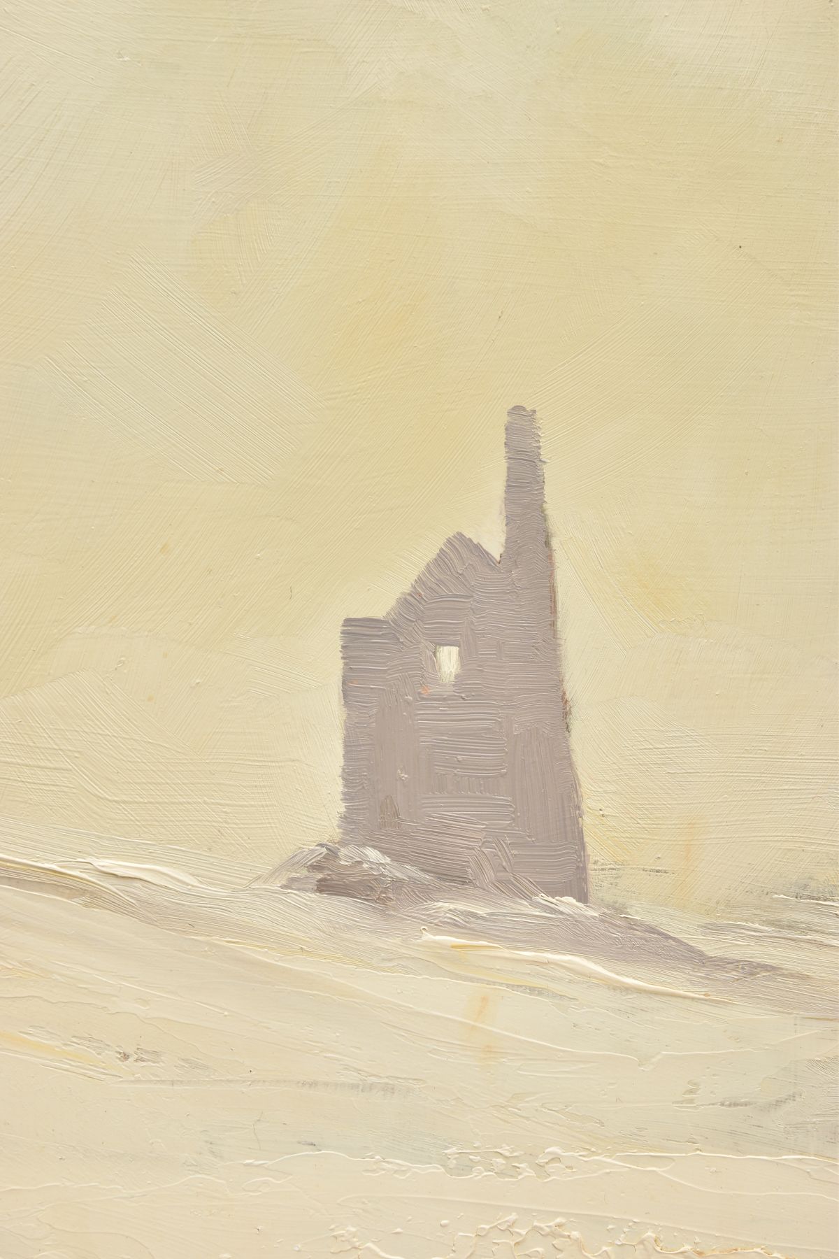 AUSTIN MOSELEY (BRITISH 1930-2013) 'Winter Landscape', a snowy landscape with Cornish tin mines - Image 4 of 7