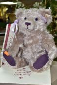 A STEIFF LIMITED EDITION BRITISH COLLECTORS TEDDY BEAR 1999, working growler, lilac mohair plush,