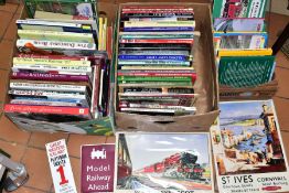 THREE BOXES OF BOOKS OF RAILWAY INTEREST, titled to include 'Great Western Steam on Shed', 'Great