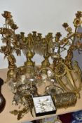 LIGHTING ACCESSORIES, ETC, to include a pair of candelabra, gilt metal construction, fruit and