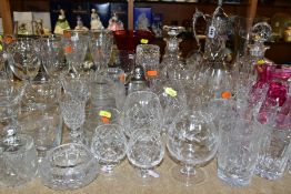 A QUANTITY OF CUT CRYSTAL, PAPERWEIGHTS AND OTHER GLASSWARES, to include a crystal claret jug with
