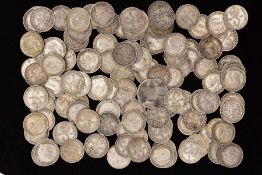 A BAG OF LOOSE MOSTLY GEORGE V THREE-PENCE COINS