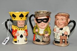 THREE DOUBLE-SIDED ROYAL DOULTON TOBY JUGS, comprising limited edition King and Queen of Spades