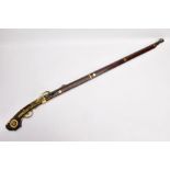 A JAPANESE MATCHLOCK MUSKET (TANEGASHIMA) OF THE LATER EDO PERIOD, sighted barrel 34 inches, with