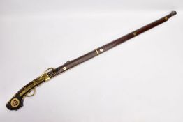 A JAPANESE MATCHLOCK MUSKET (TANEGASHIMA) OF THE LATER EDO PERIOD, sighted barrel 34 inches, with