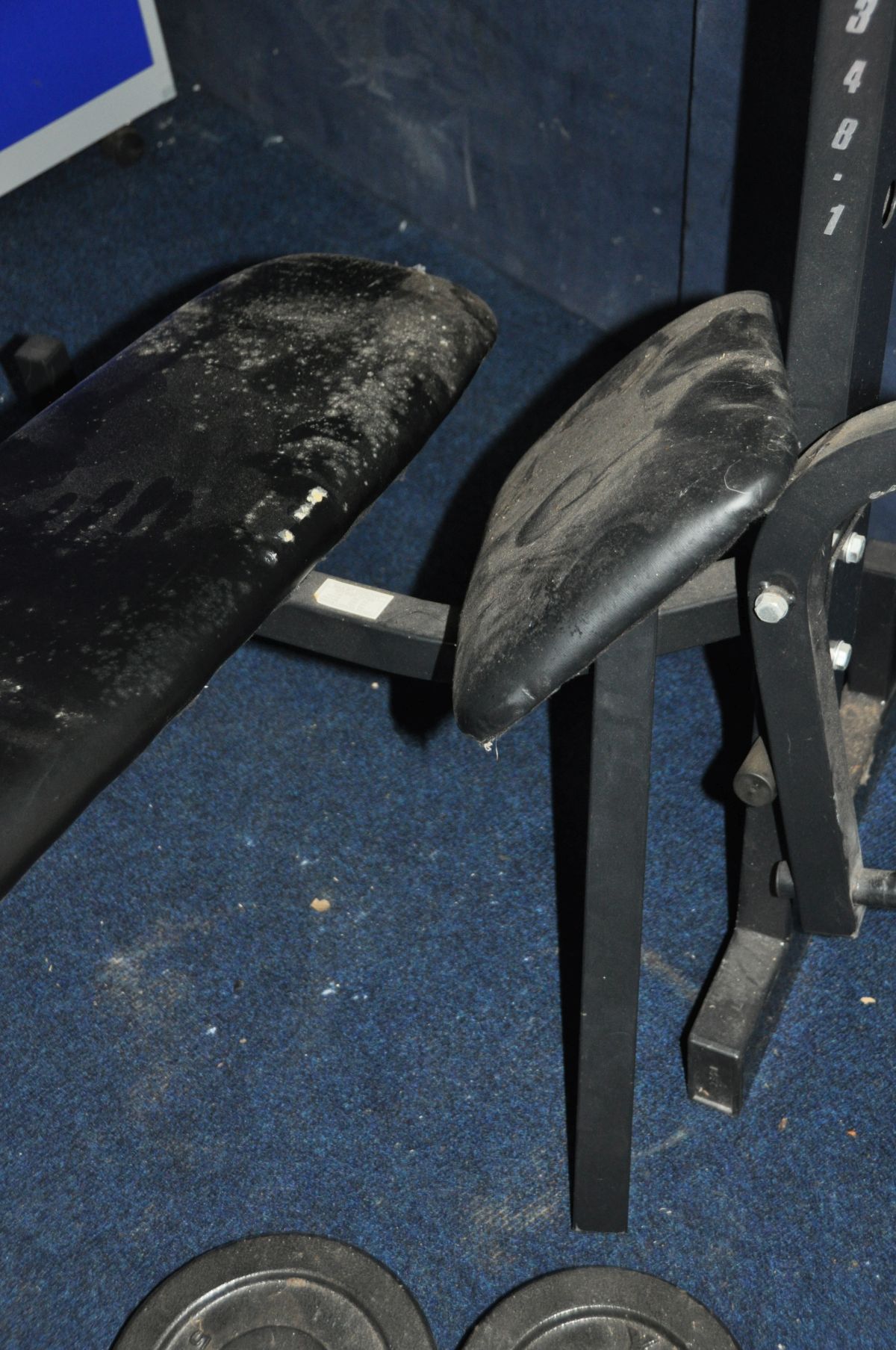 A MARCY WM348-1 WEIGHT BENCH with an Olympic bar, sixteen York Olympic Standard Barbells (2 at - Image 6 of 7