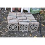 TWENTY FOUR QUADRAFOIL DETAILED GARDEN BLOCK WALLING 30cm squared X 9cm depth