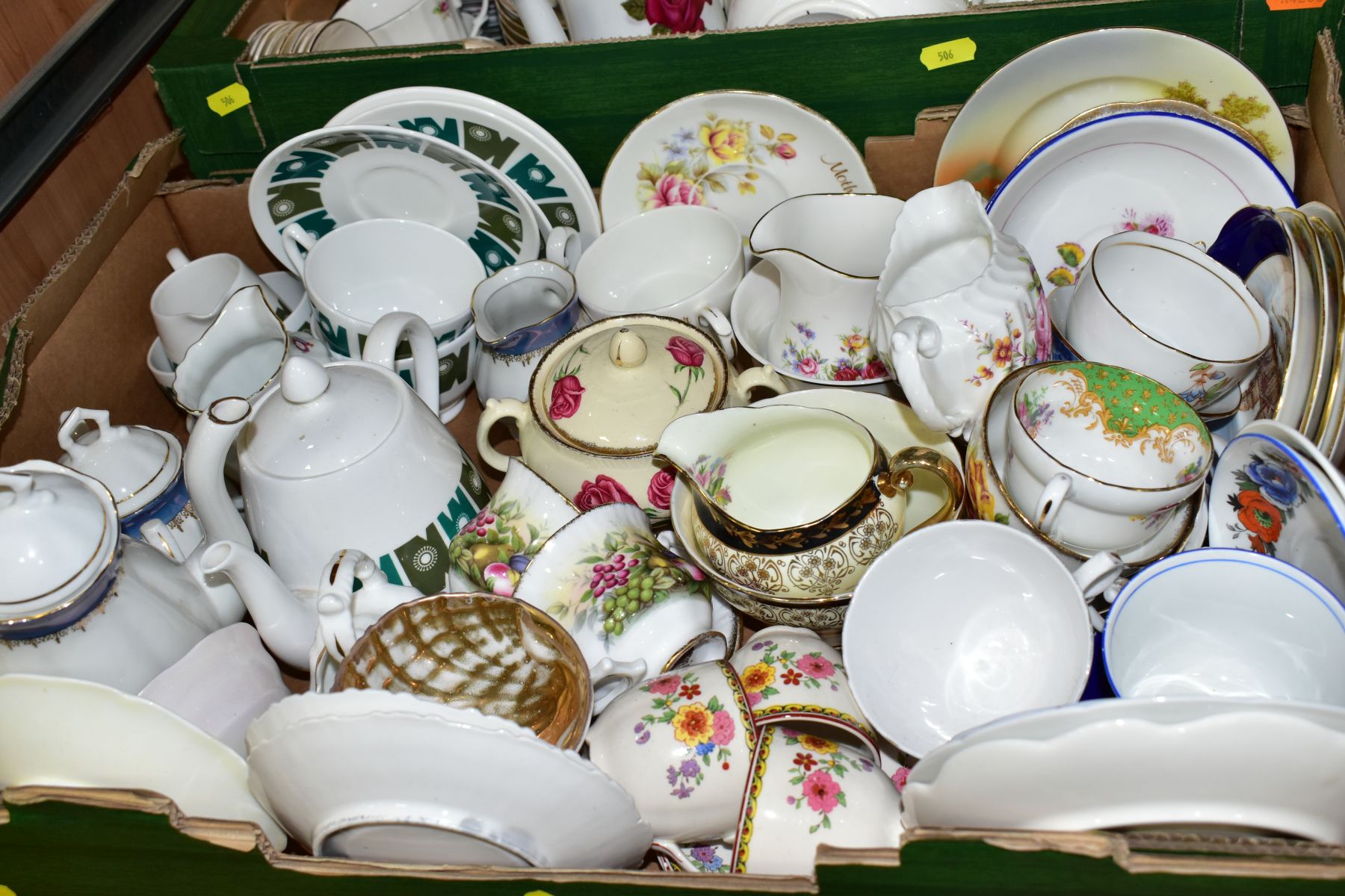 FOUR BOXES OF ASSORTED TEA AND DINNERWARES to include James Kent Ltd Old Foley Chintzware, - Image 5 of 11