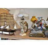 DECORATIVE ITEMS to include a Capodimonte figure of Napoleon on horseback, complete with gilt