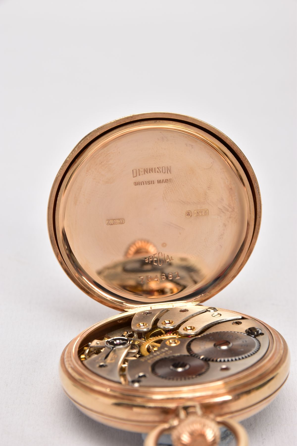A 9CT GOLD 'BUREN' OPEN FACE POCKET WATCH, round gold dial signed 'Buren, Grand Prix', Roman - Image 5 of 7