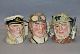 THREE ROYAL DOULTON CHARACTER JUGS FROM ARMED FORCES SERIES, comprising The Airman D6870, The Sailor