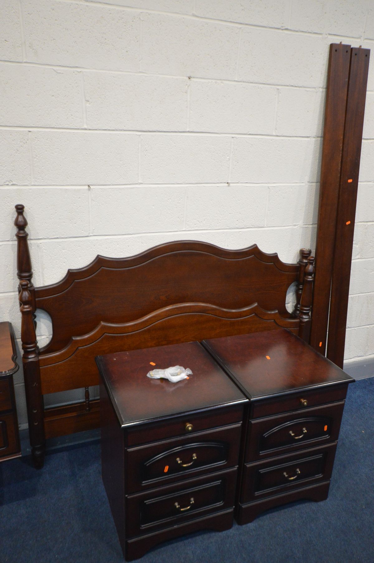 A MAHOGANY DRESSING TABLE, with four drawers and triple mirror, length 159cm, stool, a pair of two - Image 2 of 4