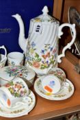 AYNSLEY COTTAGE GARDEN COFFEE SET, comprising a boxed set of six coffee cans and saucers (handles