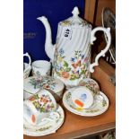 AYNSLEY COTTAGE GARDEN COFFEE SET, comprising a boxed set of six coffee cans and saucers (handles