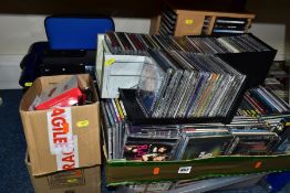 A PACKARD BELL LAPTOP, TWO PLAYSTATION 3 CONSOLES AND A LARGE QUANTITY OF CDS, to include a