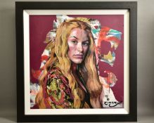 ZINSKY (BRITISH CONTEMPORARY) 'CERSEI LANNISTER', a portrait of The Game of Thrones character,