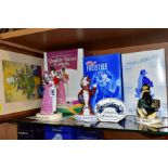 THREE BOXED ROYAL DOULTON LIMITED EDITION ADVERTISING FIGURES, A FRAMED BRIAN WEST 20TH CENTURY