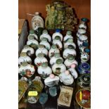 A COLLECTION OF ORIENTAL SNUFF BOTTLES, MINIATURE CLOISONNE ITEMS, ETC, majority are modern to