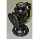 AN INCOMPLETE BLADON SIGNALLING/TRENCH LAMP, painted black, marked 1942, height 19cm