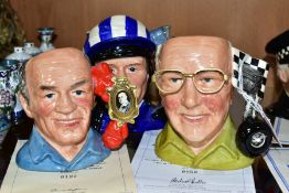 THREE ROYAL DOULTON LIMITED EDITION CHARACTER JUGS, RELATING TO SPORTING HEROES, comprising Murray