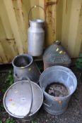 QUANTITY OF METAL CONTAINERS to include a stainless steel milk churn, stainless steel bucket, etc (