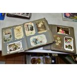 POSTCARDS, two albums containing approximately four hundred and sixty five sentimental postcards