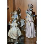 FOUR LLADRO FIGURES OF GIRLS AND TWO OTHERS BY NAO, Lladro comprising 5193 'Juanita', sculpted by