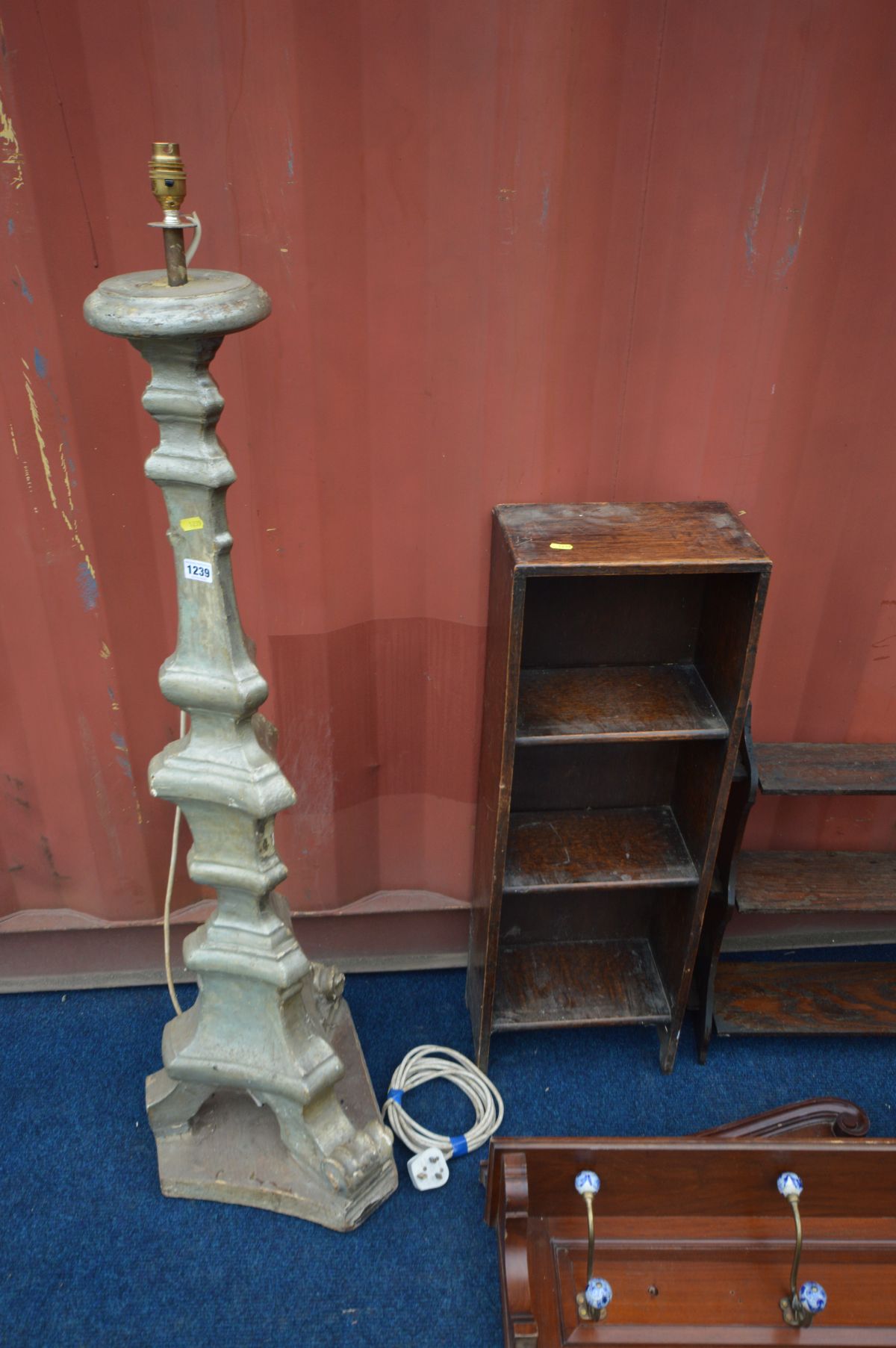 A SELECTION OF OCCASIONAL FURNITURE, to include an Edwardian walnut coat hook rack, standard lamp, - Image 3 of 4