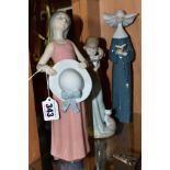 THREE LLADRO FIGURES, comprising 5008 'Girl with Straw Hat', sculpted by Francisco Catala issued