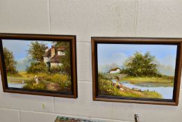 LES PARSON (BRITISH 1945) two nostalgic themed oils on canvas, the first depicts children yachting