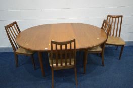 A G PLAN FRESCO TEAK CIRCULAR DINING TABLE, with a single fold out leaf, extended length 168cm x