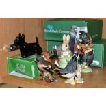 SEVEN BESWICK ANIMAL AND BIRD FIGURES, comprising Pigeon 1383B (blue) Chaffinch 991B (chip to tail),