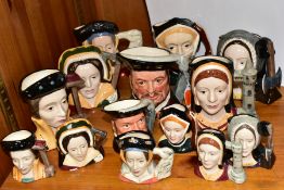 TWO SETS OF ROYAL DOULTON HENRY VIII AND HIS SIX WIVES, in two sizes comprising small Henry VIII