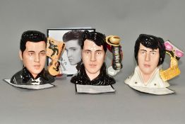 THREE ROYAL DOULTON CHARACTER JUGS COMMEMORATING 30 YEARS OF ELVIS, 'Jailhouse Rock' EP14, 'Stand