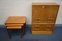 A G PLAN BRANDON STYLE OAK FALL FRONT BUREAU, with four drawers, width 76cm x depth 41cm x height