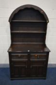 AN OAK DUTCH DRESSER, with two drawers, width 92cm x depth 51cm x 182cm