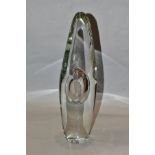 A TIMO SARPANEVA GLASS ORCHID VASE, clear glass with inclusion opening half way down the solid