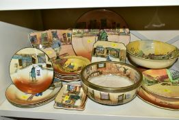 SEVENTEEN PIECES OF ROYAL DOULTON CHARLES DICKENS SERIES WARE featuring characters from the Pickwick