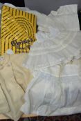 A BOX OF VINTAGE BABY AND TODDLERS CLOTHING ETC, mostly white and cream in colour, to include