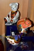 THREE BOXED ROYAL CROWN DERBY PAPERWEIGHTS, comprising Debonair Bear (Julie Towell 1998 to base),