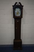 A MAHOGANY LONGCASE CLOCK, brass and silvered dial, singed Western Germany, height 218cm (pendulum