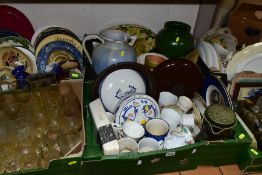 SIX BOXES OF CERAMICS AND GLASSWARES, to include vintage Carltonware coffee pot No.2854 and leaf