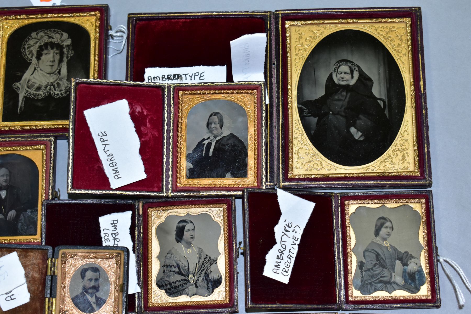 A COLLECTION OF VICTORIAN AMBROTYPES, all in hinged cases with velvet lining and gilt frames, one - Image 2 of 6